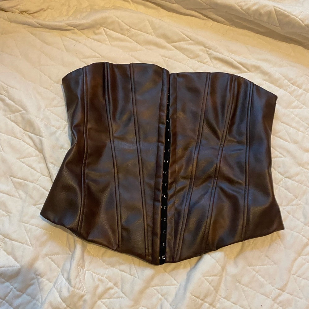 Faux leather brown Zara corset